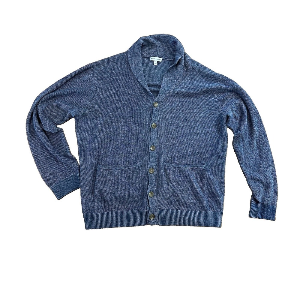 Peter Millar Blue Button Front Crown Collar Preppy Cardigan Sweater Men's 2XL